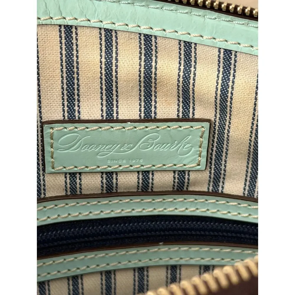 Dooney & Bourke Satchel Bag Woven Embossed Leather Woven Domed Brown Blue